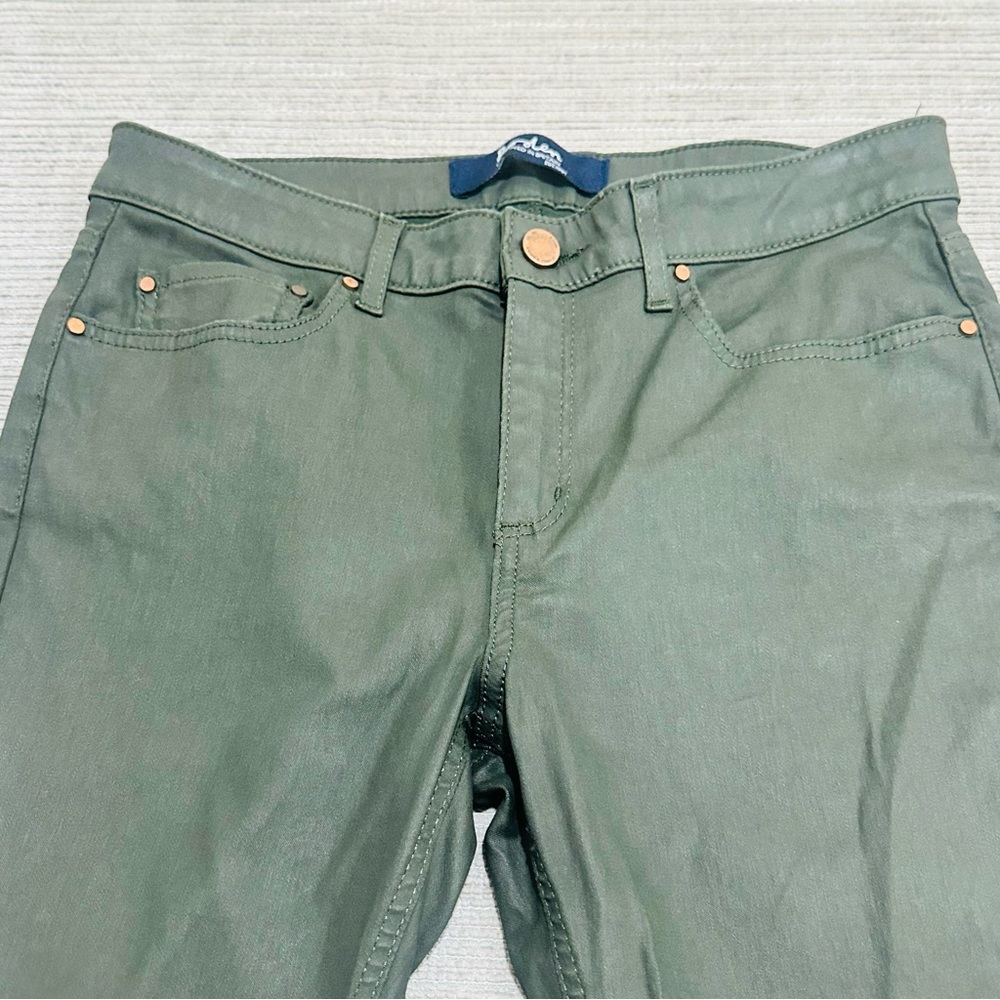Boden The Mayfair Modern Skinny Jeans Waxed Coated Dark Khaki Olive‎ US 8R